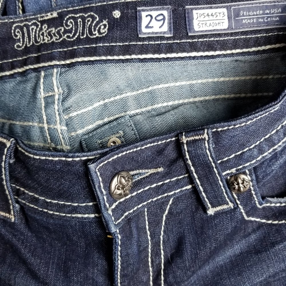 Miss Me Straight Leg Dark Wash Jeans 29x32 - Picture 5 of 6